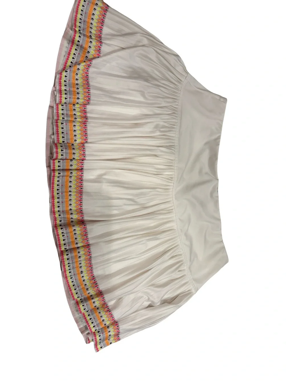 Lucky In Love White Pleated Mini Skirt with Multicolor Trim